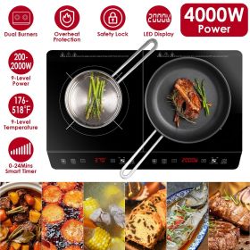Double Induction Cooktop, Portable Dual Countertop Burner with Sensor Touch, 4000W Induction Cooktop 2 Burner