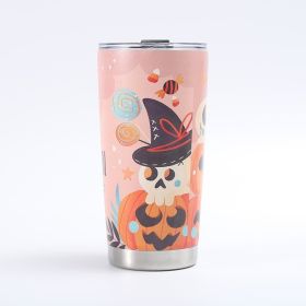 Customized Creative 304 Stainless Steel Insulated Mug, 3D-Printed Beer Cup, Halloween Large-Capacity 20oz Car Tumbler (Option: Black)