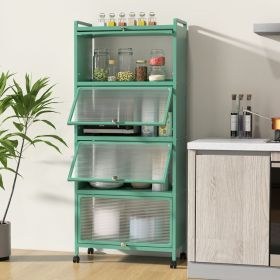 5-Tier Kitchen Baker's Rack with Flip-up PC Doors (Color: Green)